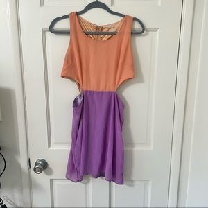 Orange and purple mini dress with cut outs